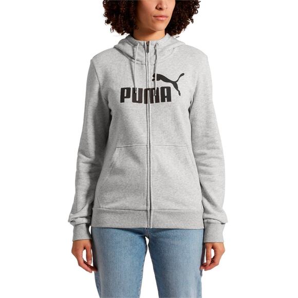Big Kid's Puma Logo Full Zip Hoodie, Size S - Grey Unisex - Picture 1 of 12